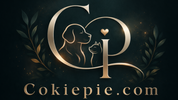 Logo of Cokiepie with a dog and cat silhouette and 'Cokiepie.com' text on a dark background.
